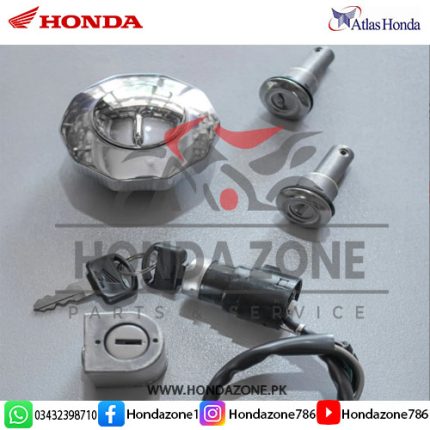 5-piece switch lock kit for Honda CD 70 including tank cap, ignition switch, seat lock, and keys