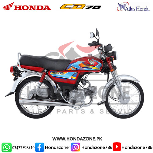 Honda CD70 2026 Red Color Model with Fuel-Efficient Engine.