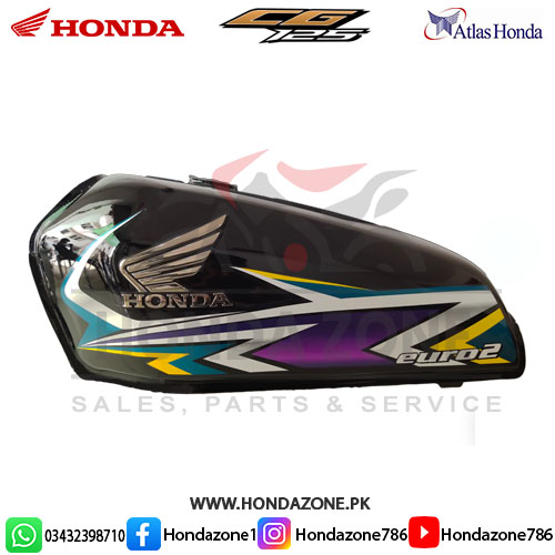 Black fuel tank set with side covers for CG125 2020 – original Atlas Honda motorcycle part