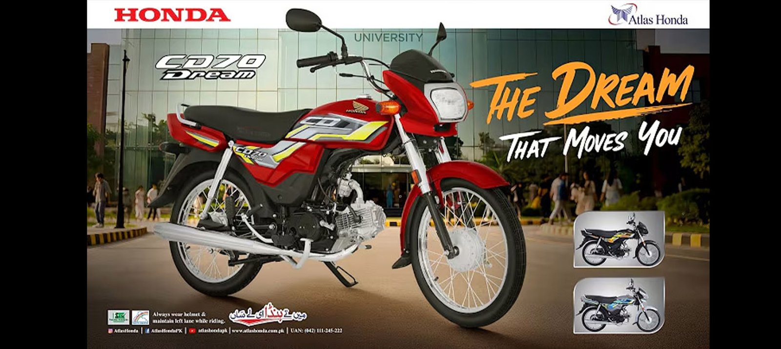 Honda CD70 Dream 2027 Red Model – Stylish 70cc Motorcycle by Atlas Honda