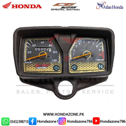 Genuine Atlas Honda CG125 Self Gold Meter Comp – Stylish gold design with accurate speed and RPM readings for your bike.