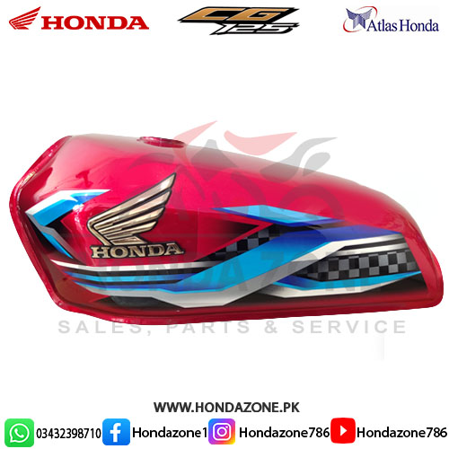 Red fuel tank and side cover set for Honda CG125 2024 model motorcycle