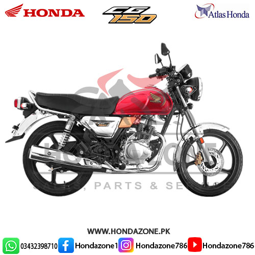 Honda CG150 Red 2025 Model by Atlas Honda