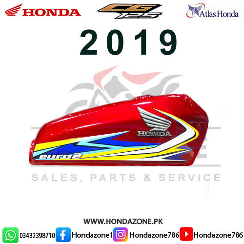 Genuine Atlas Honda fuel tank and side cover set for Honda CG125 2019 red.