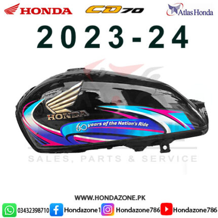 Fuel Tank & Side Cover Set Honda CD70 2023-24 Black Genuine Atlas Honda