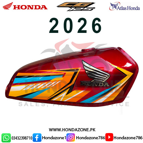 Fuel Tank Set for Honda CG125 Red 2026 Genuine Atlas Honda