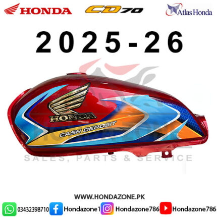 Fuel Tank & Side Cover Set for Honda CD70 2025–26 Red – Genuine Atlas Honda body set