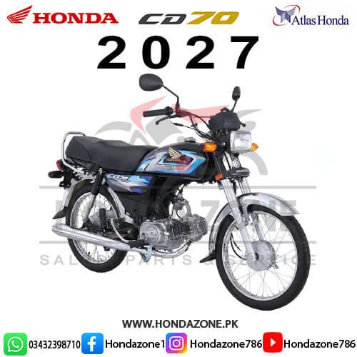 Honda CD70 2027 black Model – Fuel-Efficient 70cc Motorcycle by Atlas Honda