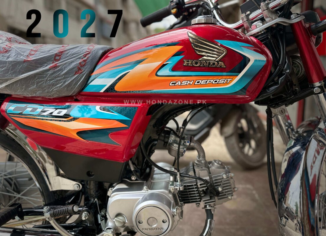 Honda CD70 2027 Red Model – Fuel-Efficient 70cc Motorcycle by Atlas Honda