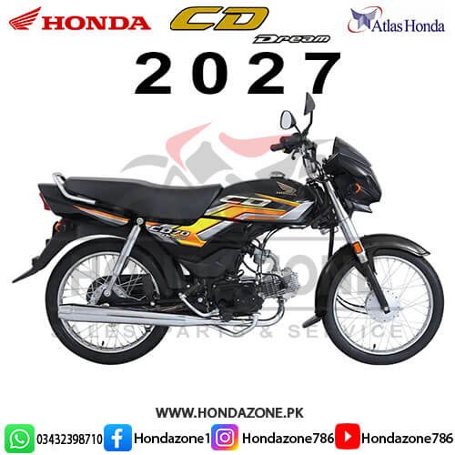 Honda CD70 Dream 2027 black Model – Stylish 70cc Motorcycle by Atlas Honda