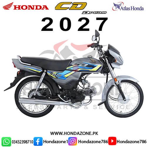 Honda CD70 Dream 2027 silver Model – Stylish 70cc Motorcycle by Atlas Honda